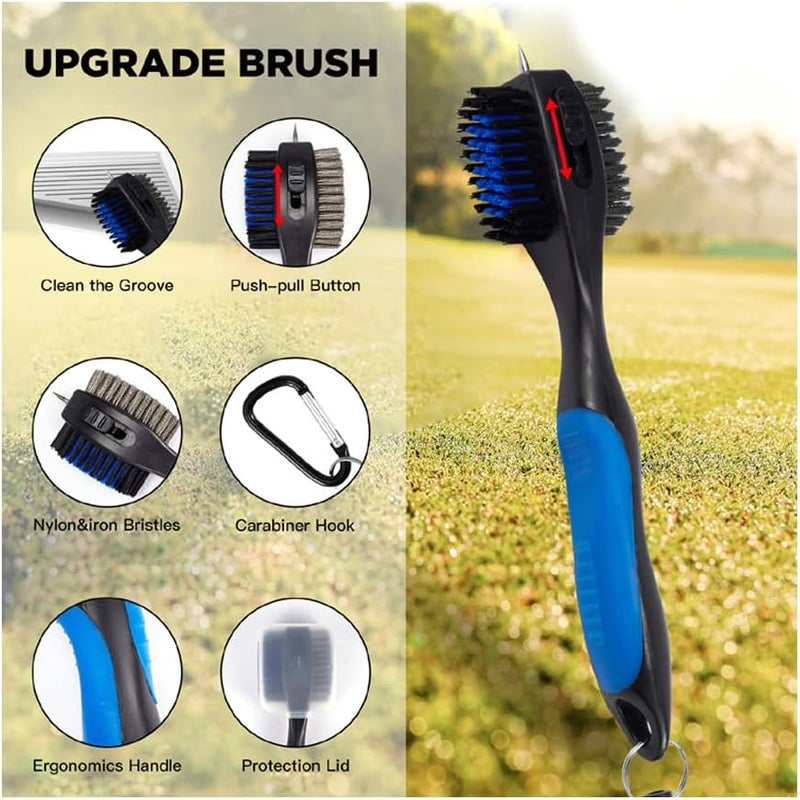 Lesunsul Golf Club Brushes, Golf Cleaning Tool, with Retractable Cleaning Nails, Nylon and Wire Bristles Oversize Double Brush Head with 2ft Retractable Zip-line Metal Buckle - Image 5